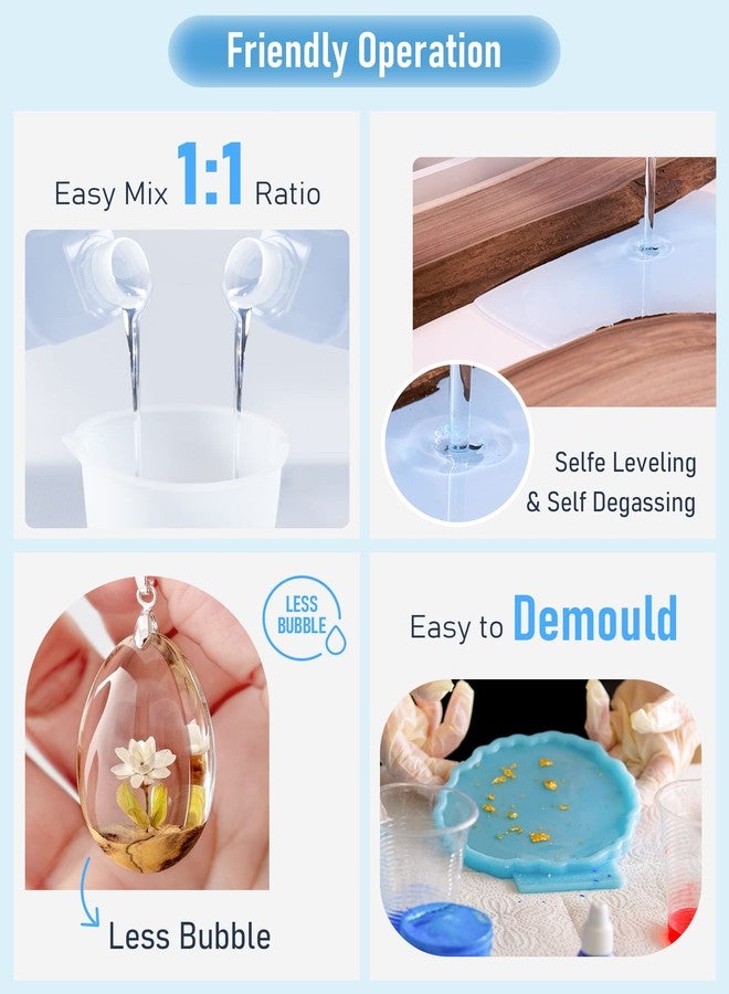 نيكبرو مجموعة راتنج الإيبوكسي الشفاف الكريستالي من نيكبرو، سعة 16 أونصة، راتنج إيبوكسي آمن غذائياً للمبتدئين في الأعمال اليدوية، الرسم على القماش، قوالب، أصباغ، صناعة المجوهرات، الطلاء والصب. - Image 3